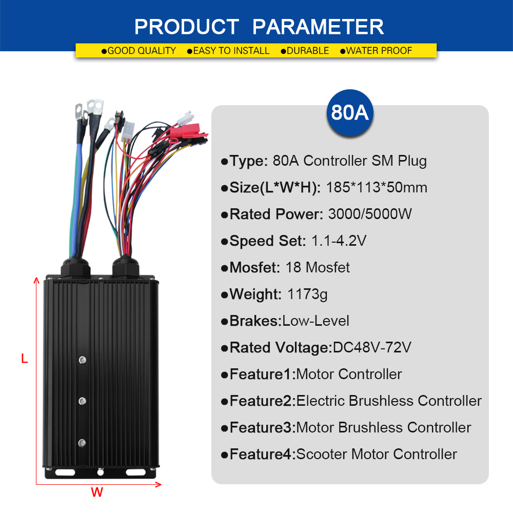 Sterownik sinusoidalny do e-bi – Sine Wave Controller 48V 72V 80A recenzja i cena