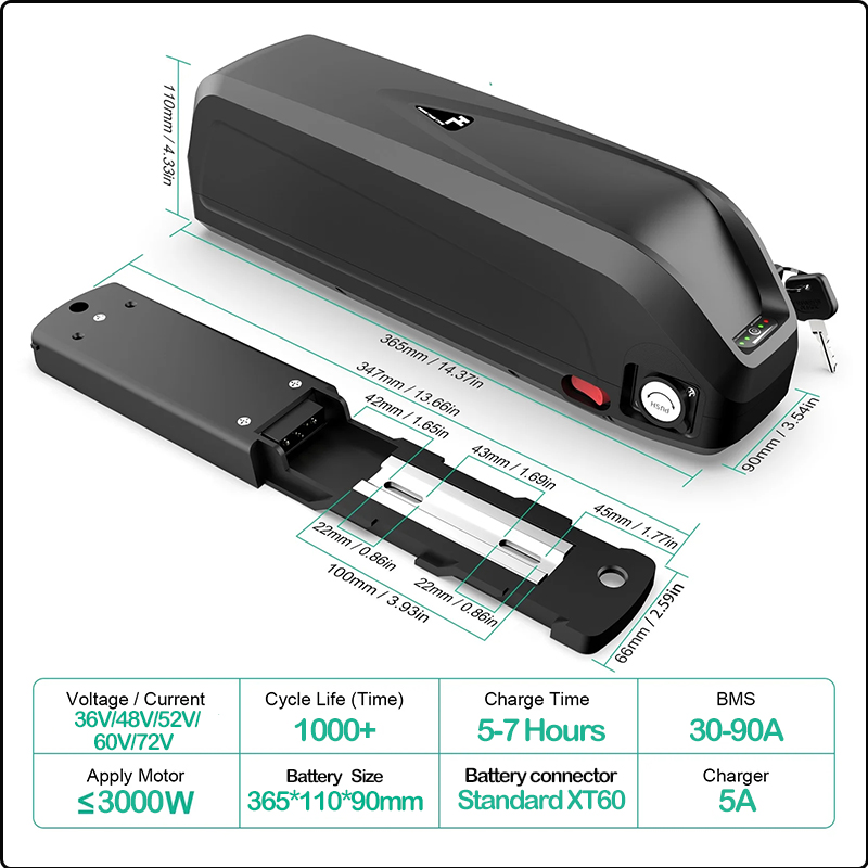 Bateria do e-bike'a 36V 48V 52 – Ebike Battery 48V 20Ah Hailong recenzja i cena